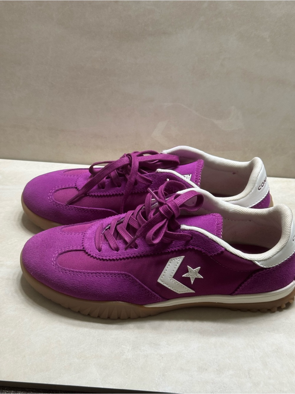 Converse Fuchsia Suede Sneakers with White Star Chevron